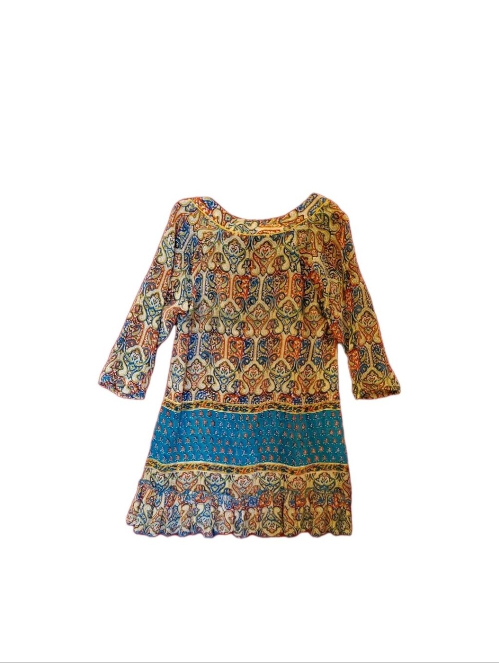 Tolani Multicolor Boho Tunic Dress with Blue Band
